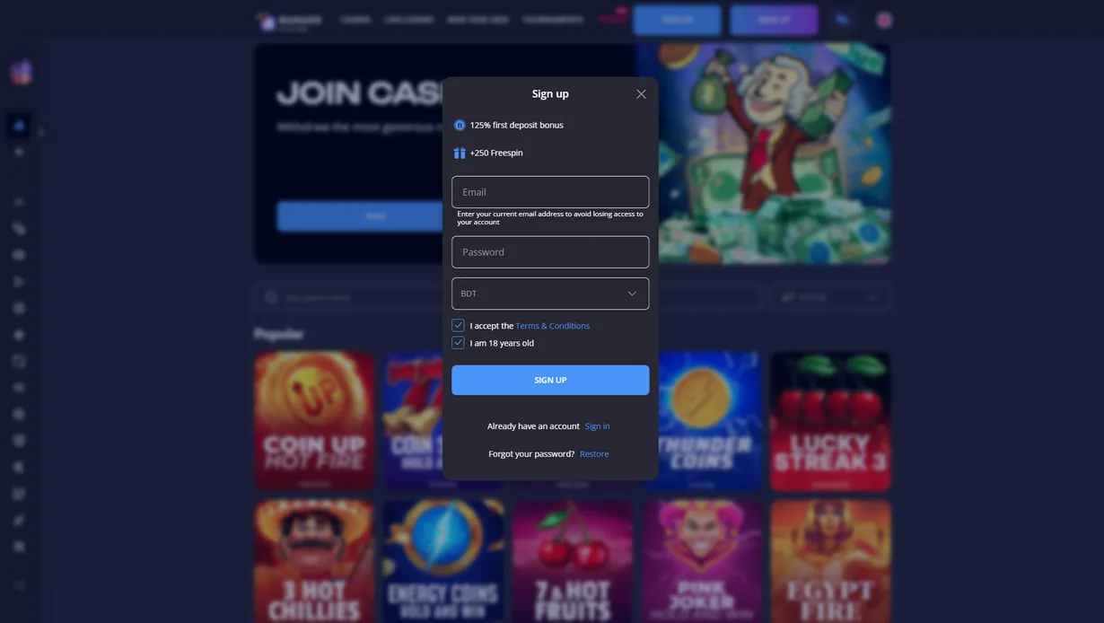 Step by step guide to Banger casino login 