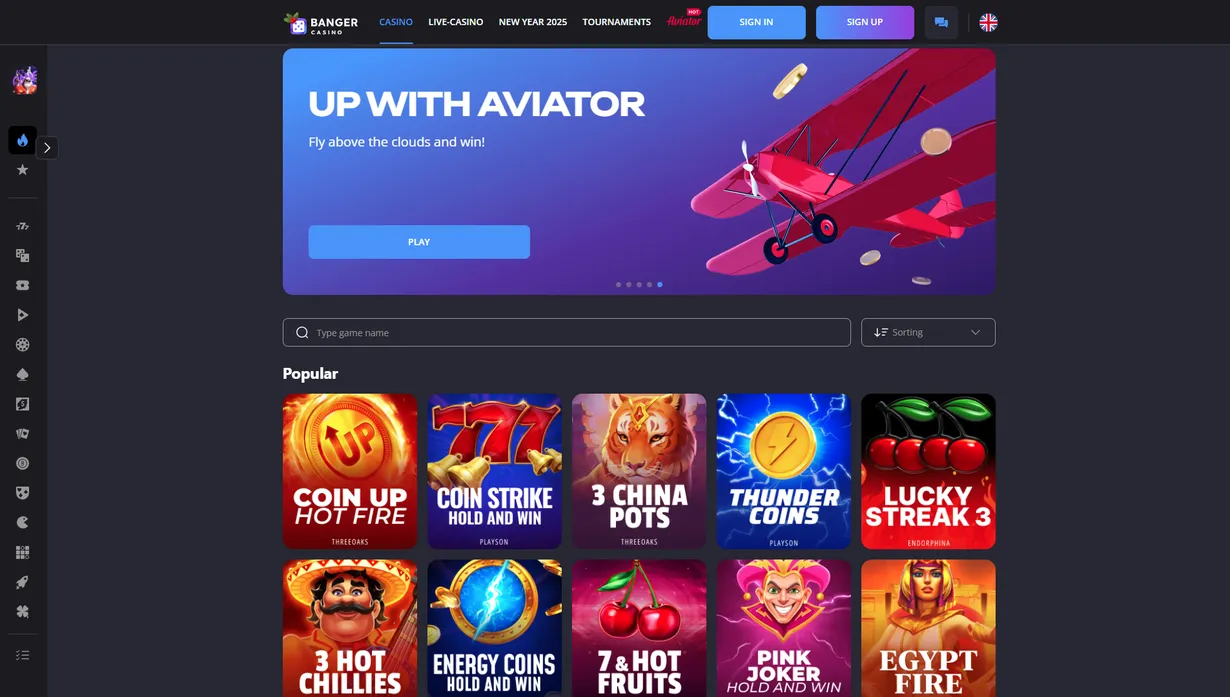 Most popular Banger casino games  